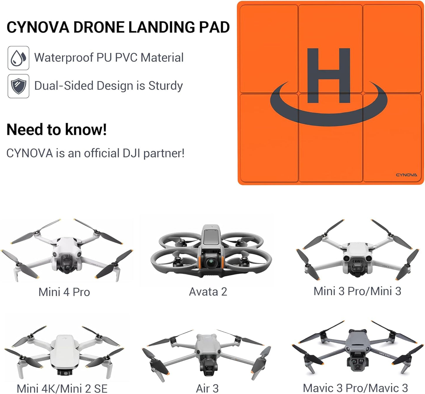 Drone Landing Pad Weighted for DJI AIR 3,Universal Waterproof Portable Landing Mat for DJI Mini 3 Pro/Dji Air 2S / DJI Drone Mini 2 / DJI Mini 4K / FPV Avata/Drone Accessories(65Cm/25Inch)