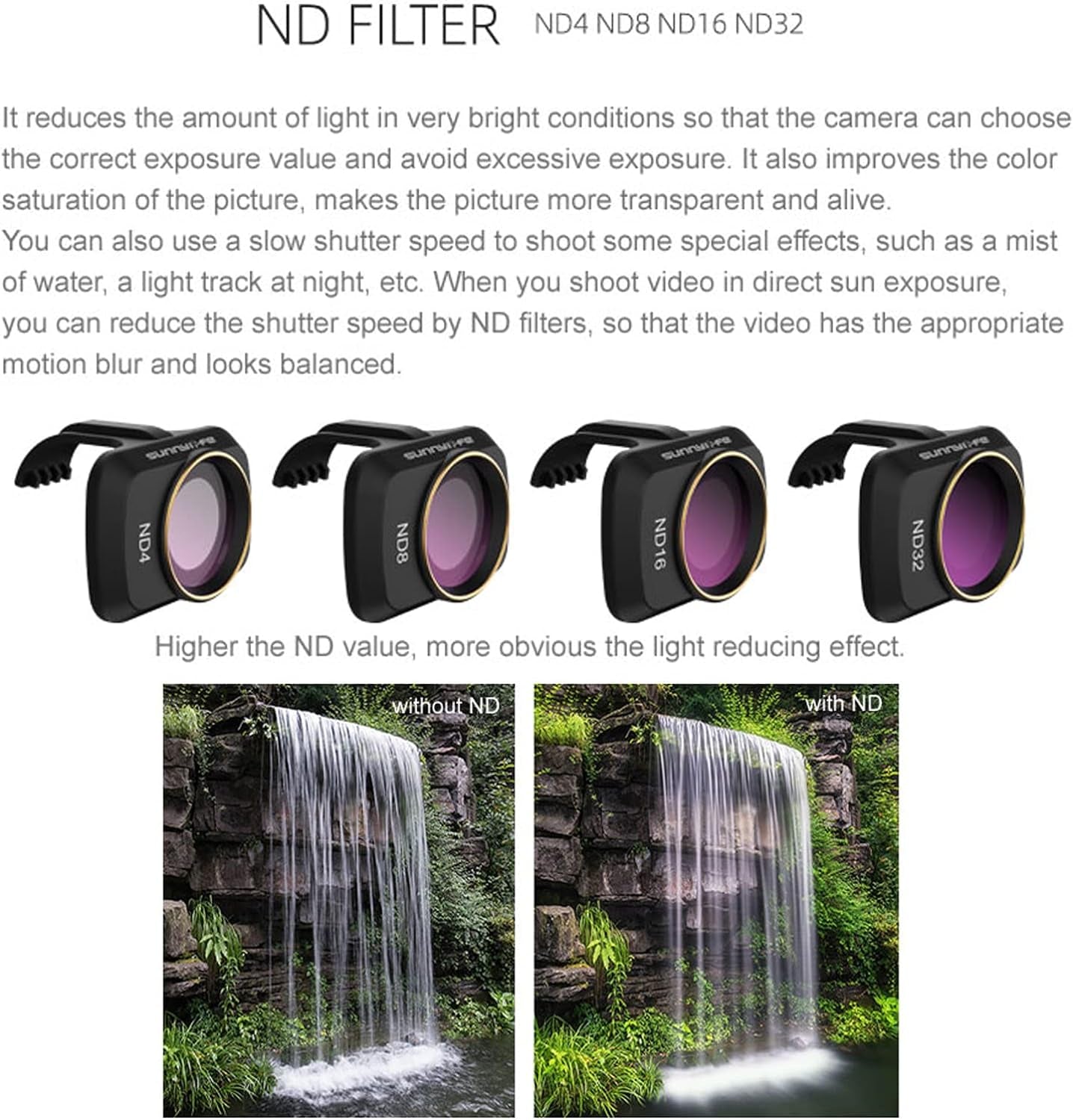 ND Filter Ket for DJI Mavic Mini2 SE/DJI Mini 4K/DJI Mini2 / DJI Mini/Mini SE Drone, DJI Mini 2SE/DJI Mini 4K/ DJI Mini2/Lens Filter Kit Accessories, 4 Pack-(Cpl, MCUV, ND4, ND8)