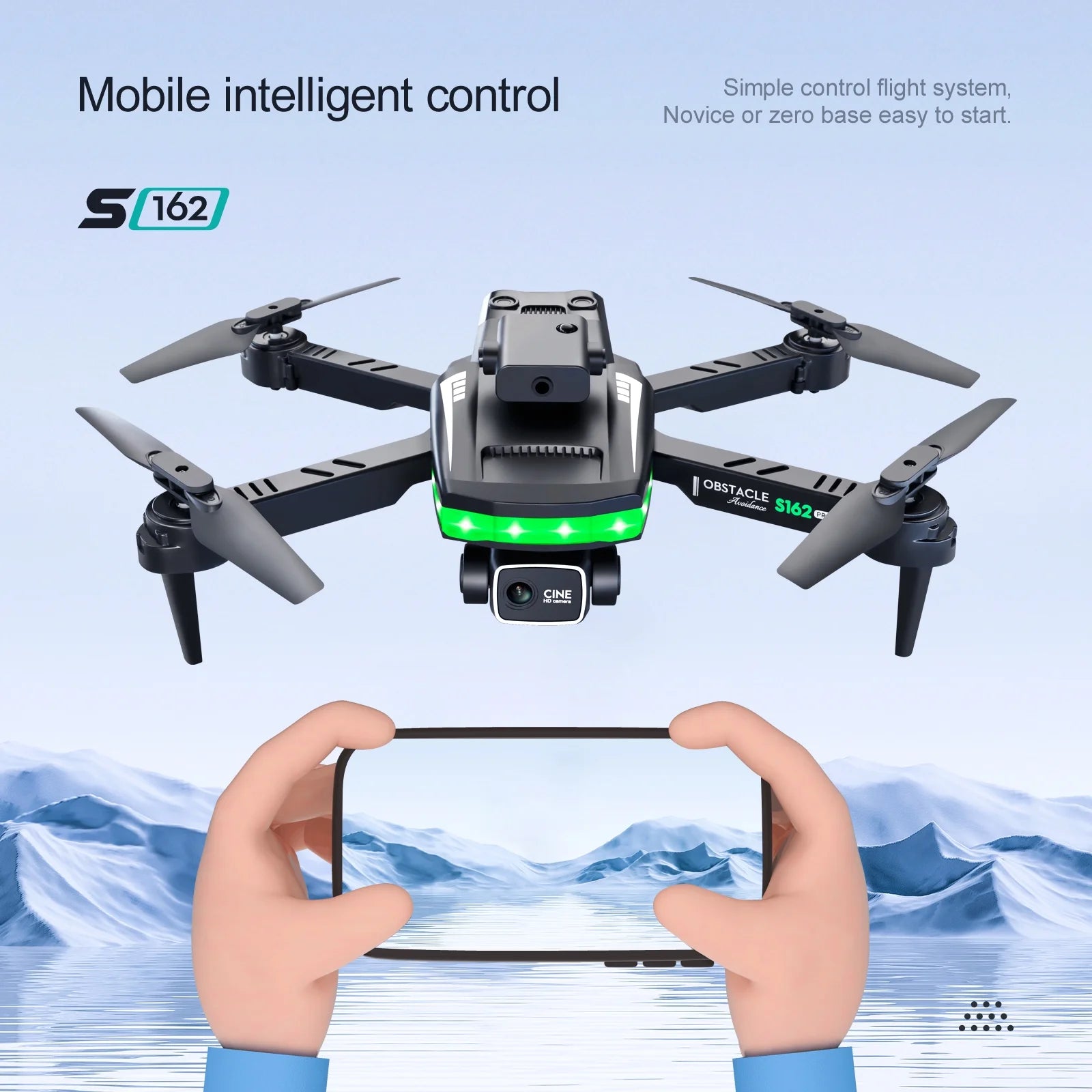 S162 Drone with 3 Batteries,Obstacle Avoidance,Rc Quadcopter for Beginners, Black